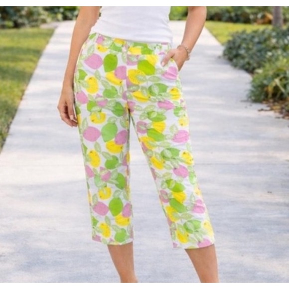 Lilly Pulitzer Pants - Lilly Pulitzer Pink Chinese Lantern Print Cropped Straight Leg Pants Womens 12